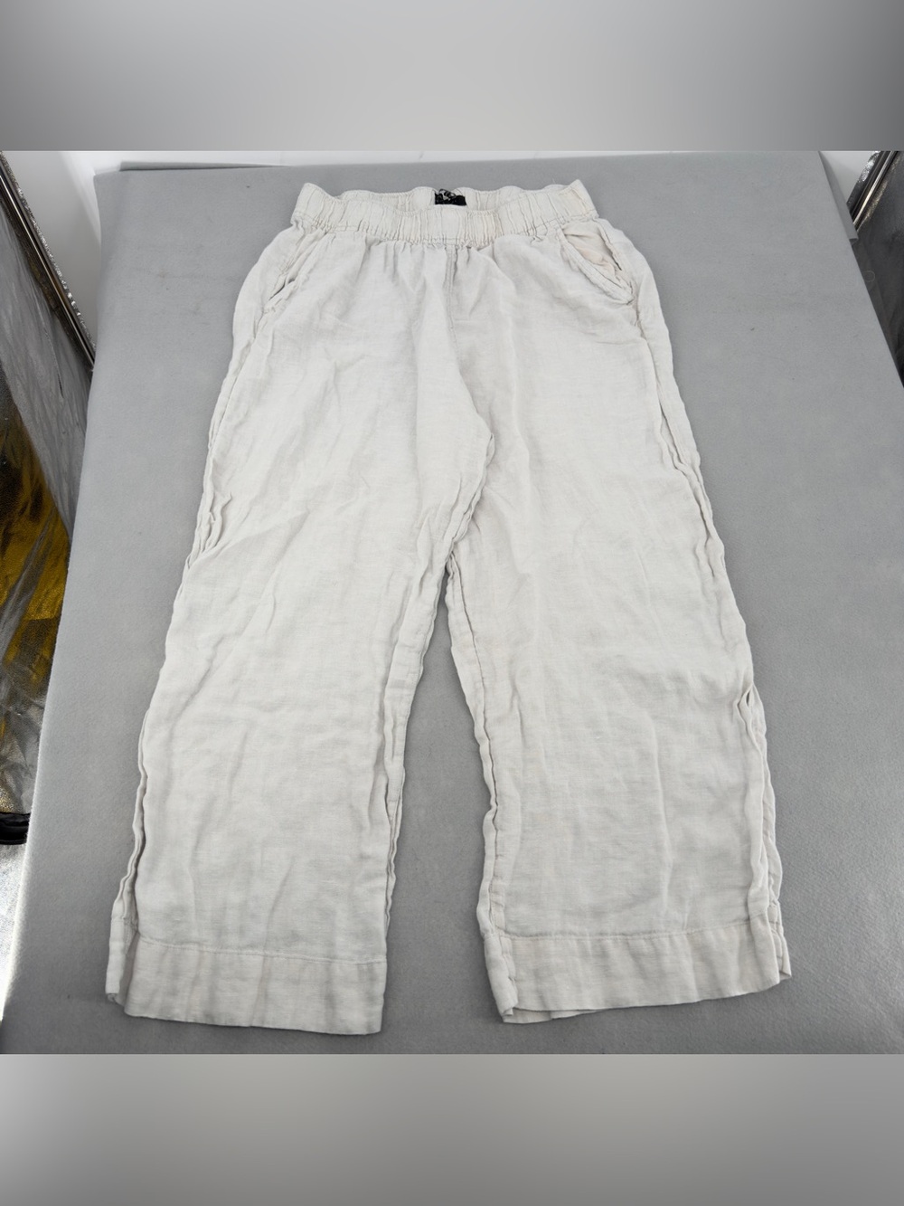 Tahari Cream 100% Linen Pants XL Womens